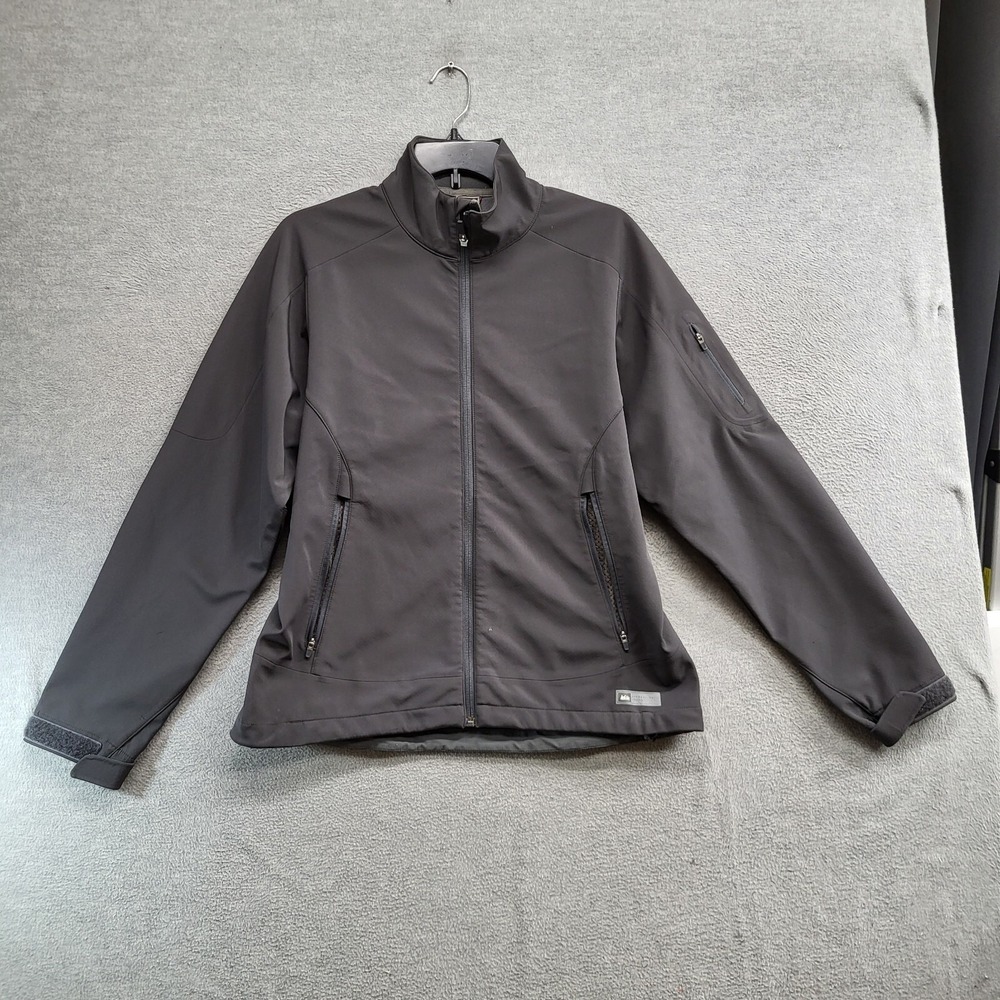 REI Women Jacket Medium Gray Nylon Full Zip Logo Logo Outdoor